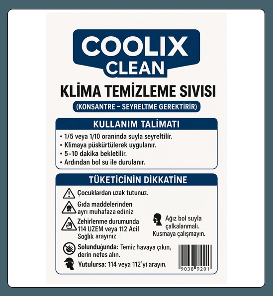 1.Kalite Klima Temizleme İlacı Coolix